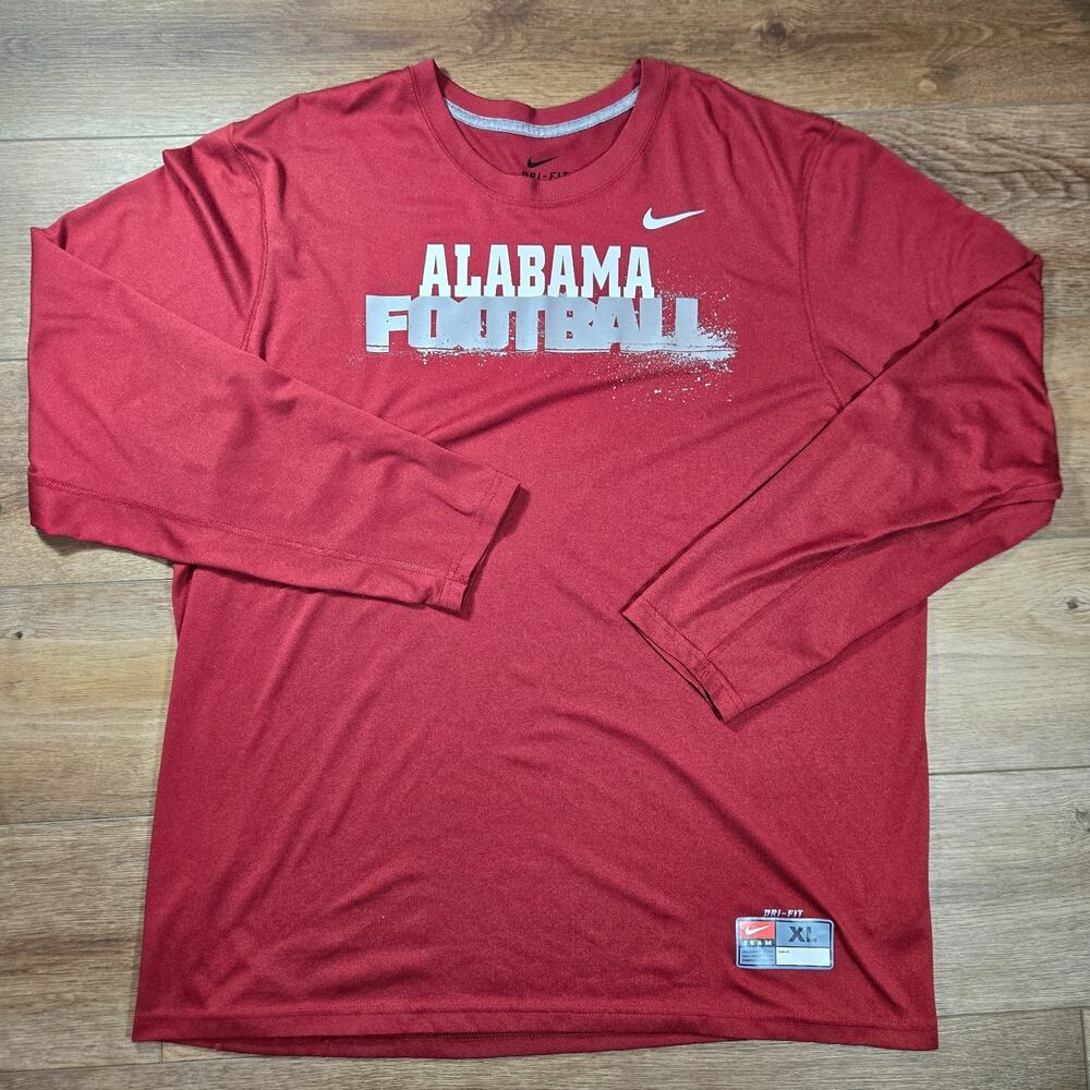Nike Alabama Team Football Practice Shirt Mens XL Red Training Long Sleeve Dri